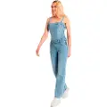 LOIS Jeans Lois Jeanstil kvinder. 290362610 Jumpsuit i lige denim med hagesmæk - Blå kortærmet (36), Casual, Bomuld, Uden ærmer/stropper