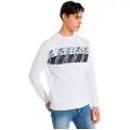 LOIS Jeans Lois Jeanstil mænd. 165763838 Sweatshirt med grafisk stribe og kasseformet hals essential hvid (XXL), Casual, Bomuld, Lange ærmer