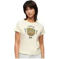 Superdry Superdrytil kvinder. W1011556A Komodo Tiger T-shirt råhvid (XS), Casual, Korte ærmer, Økologisk bomuld, Bæredygtig