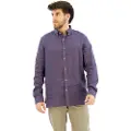 Ecoalf ECOALFtil mænd. MCMGASRMALIB0725S24-168 Malibu navy skjorte (M), Casual, Linned, Lange ærmer, Blå