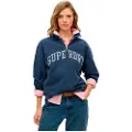 Superdry Superdrytil kvinder. W2012234A Athletic Essentials navy sweatshirt med rullekrave og halv lynlås (L), Casual, Bomuld, Blå