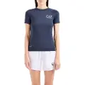 Emporio Armani EA7til kvinder. 8NTT70_TJEMZ Navy sportstrøje (XXS), Casual, Multisport, Polyester, Korte ærmer, Blå