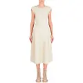Armani Exchange AIX Armani Exchangetil kvinder. XW000119AF10352U1095 Strikket midikjole med fit & flare-snit beige (L), Casual, Viscose, Korte ærmer