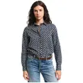 Gant Ganttil kvinder. 4300435 Regular Fit bomulds-chiffonskjorte med geometrisk navy-print (40), Casual, Lange ærmer, Blå