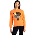 LOIS Jeans Lois Jeanstil kvinder. 464362292 Langærmet sweatshirt med kasseformet hals og tropisk pailletgrafik (L), Casual, Bomuld, Lange ærmer