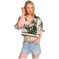 LOIS Jeans Lois Jeanstil kvinder. 431412467 Flerfarvet crop top med tropisk print og cross over-print (XS), Casual, Bomuld
