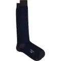 Hackett Londontil mænd. HMU30023 Lange merino-sokker marineblå (S-M), Afslappet, Bomuld