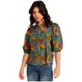 LOIS Jeans Lois Jeanstil kvinder. 431402468 3/4-ærmet skjorte med print Tropical multicolour (S), Casual, Viscose, Korte ærmer