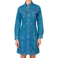 Pepe Jeans Pepe Jeanstil kvinder. PL953623 Luna Sparkle azil-kjole (XS), Blå, Casual, Bomuld, Denim, Lange ærmer