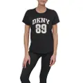 DKNY Arched 89 Distressed Rhinestone Logo T-shirt Med Korte ærmer