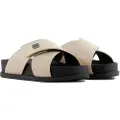 Armani Exchange AIX Armani Exchangetil kvinder. XDP063XV92701819 Flade Box Pu-sandaler i beige (39), Fast, Velcro, Casual