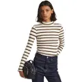 Pepe Jeans Pepe Jeanstil kvinder. PL505678 Cher hvid stribet T-shirt (M), Casual, Bomuld, Lange ærmer