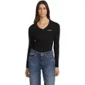 GUESS America Slim Mini T-shirt Med Lange ærmer Og V-hals