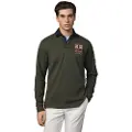 Hackett Londontil mænd. HM5700003 Polo Heritage Rally Badges grøn (XL), Casual, Bomuld, Lange ærmer