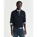 Gant Ganttil mænd. 8050603 Navy pullover med halv lynlås (XS), Casual, Bomuld, Blå