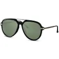24hShop Solbriller Aviator - Sort med grøn linse