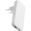 24hShop Qualo GaN Slim vægoplader med USB og PD USB-C 45W - Hvid