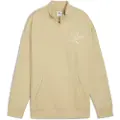 Puma Essentials Script Relaxed High-Neck Half-Zip Crew Sweatshirt Women, Clothing, Pebble Path, L