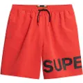 Superdry Superdrytil mænd. M3010244A Rød grafisk badedragt (L), Badetøj, Genanvendt polister, Bæredygtig