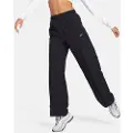 Nike Mellemhøje Nike Sportswear Everything Wovens-bukser med åben kant til kvinder - sort