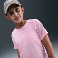 Nike Kortærmet Nike One Fitted Dri-FIT-trøje til større børn (piger) - Pink