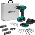 Vonroc Bore- / skruemaskine 20V | Inkl. 2x 2.0Ah Akku, Oplader og 46 Tilbehør i Premium Kuffert
