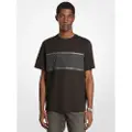 Michael Kors Michael Korstil mænd. CF552Q11V2 Bomulds-T-shirt med striber og sort logo (M), Casual, Korte ærmer