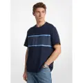 Michael Kors Michael Korstil mænd. CF552Q11V2 Bomulds-T-shirt med striber og blåt logo (L), Casual, Korte ærmer