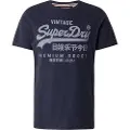 Superdry Superdrytil mænd. M1012326A Vintage Logo Classic T-shirt navy (S), Bomuld, Korte ærmer, Blå