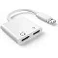 24hShop Høretelefon- og ladeadapter Lightning x 2 til Lightning