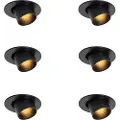 QAZQA Sæt med 6 indbygningsspots sort GU10 35mm rund vipbar - Installa