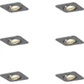 QAZQA Sæt med 6 afrundede forsænkede spots Gunmetal GU10 50mm justerbar IP44 - Alberto