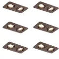 QAZQA Sæt med 6 afrundede forsænkede spots mørk bronze GU10 50mm drejelig og vipbar IP44 2-lys - Alberto
