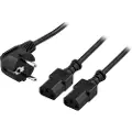 Deltaco Strøm-splitter 2m. C13 Forbinder Sort