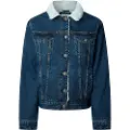 Pepe Jeans Pepe Jeanstil kvinder. PL40243256S0 Almindelig jakke blå (L), Bomuld, Denim, Lange ærmer, Bæredygtig, Genbrugsbomuld