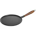 Staub Crepe pande 28 cm, med crepesvender og spreder, træhåndtag, støbejern, Staub