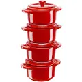 Staub Bageform 10 cm, sæt med 4, rød, keramik, Staub