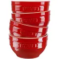 Staub Spiseskål 700 ml, sæt med 4, rød, keramik, Staub
