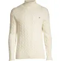 Gant Ganttil mænd. 8050607 Beige Cotton Eights-strikket pullover med svanekrave (L), Casual, Bomuld