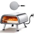 Vevor 12" elektrisk pizzaovn, bordplade, pizzabager i rustfrit stål med pizzasten og spatel, varmer op til 850°F, multifunktionel indendørs og udendørs pizzaovn til restaurant, hjemmecamping