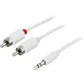 Deltaco Lydledning 3,5 mm ha - 2 x RCA ha 2 m, hvid 7340004658252 Modsvarer: N/A