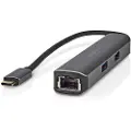Nedis Guld Ccbw64210at02 5-i-1 Multiport Usb-adapter Usb 3.2 Gen 1 Usb-c M-rj45 H/hdmi/3x Usb-a H 5 Gbps Belagt 0.2 M