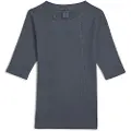 G-Star G-Startil kvinder. D26936-E127-H193 Vasket A-Line Slim Rib T-shirt blå (S), Casual, 3/4 ærmer, Økologisk bomuld, Bæredygtig