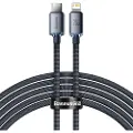 Baseus Crystal Shine USB-C / Lightning Kabel CAJY000301 - 2m - Sort