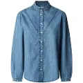 Pepe Jeans Pepe Jeanstil kvinder. PL3051203V3 Bluse Regular blå (M), Casual, Bomuld, Lange ærmer