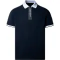 Hackett Londontil mænd. HM5600050 Polo med navyfarvet stolpelukning (M), Casual, Sport, Bomuld, Korte ærmer, Blå
