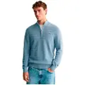 Gant Ganttil mænd. 8030199 Blå tekstureret stribet trøje (L), Casual, Bomuld, Korte ærmer