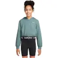 Nike Pro Fleece Dri-FIT-hættetrøje med fuld lynlås til større børn (piger) - grøn