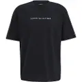 Tommy Hilfiger Tommy Hilfigertil mænd. UM0UM03685 Original T-shirt med blåt logo (L), Afslappet, Bomuld