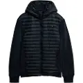 Superdry Superdrytil mænd. M5012294A Storm Fleece Hybrid Coat med hætte (S), Casual, Genanvendt polister, Bæredygtig, Blå